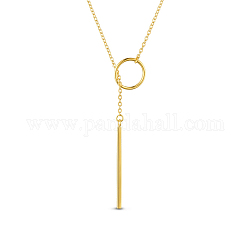 Shegrace 925 collana in argento sterling lariat, Con anello e ciondolo a barra, oro, 39.37 pollice (100 cm)