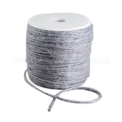 Cordón de yute de color, cuerda de yute, hilo de yute, 3 capa, para la fabricación de la joya, gris claro, 2mm, alrededor de 109.36 yarda (100 m) / rollo