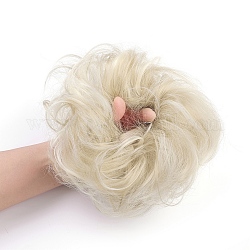 Наращивание синтетических волос булочка, женские шиньоны, волосы пончик прически хвост, термостойкое высокотемпературное волокно, старинный белый, 15 см