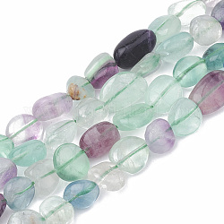 Natural Fluorite Beads Strands, Oval, 8~15x8~10x4~10mm, Hole: 1mm, about 36~42pcs/strand, 15.7 inch