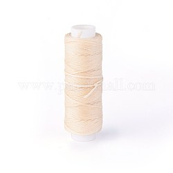 Waxed Polyester Cord, Micro Macrame Cord, for Leather Project, Bracelet Making, Shoe Reparing, Bookbinding, Flat, Cornsilk, 0.8mm, about 32.8 yards(30m)/roll