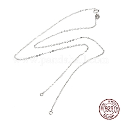 Piezas de collar de cadenas tipo cable de plata de ley 925 chapadas en rodio, para hacer collares con nombres, con cierres de anillo de resorte y sello s925, Platino real plateado, 17-3/4 pulgada (45 cm)