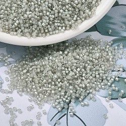 Cuentas de miyuki delica, cilindro, Abalorios de la semilla japonés, 11/0, (db1711) perla forrada gris niebla ab, 1.3x1.6mm, agujero: 0.8 mm, aproximamente 2000 unidades / 10 g