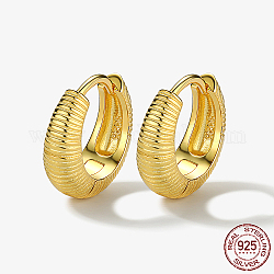 925 Sterling Silver Hoop Earrings, Ring, with 925 Stamp, Real 18K Gold Plated, 13mm