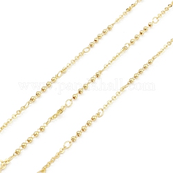 Brass Round Beaded Link Chains, Unwelded, with Spool, Real 18K Gold Plated, 2x1.5x0.2mm, 19x2mm