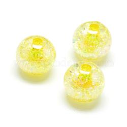 Perles acryliques craquelées, couleur ab, couleur à l'intérieur , ronde, jaune, 16mm, Trou: 4mm, environ 214 pcs/477 g