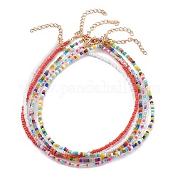Mixed Styles Round Glass Seed Beaded Necklaces, with Alloy Lobster Claw Clasps, Golden, Mixed Color, 15.07 inch(38.5cm)