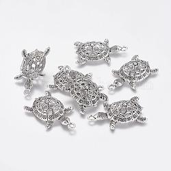 Stile tibetano ciondoli in lega di tartaruga,  cadmio& piombo libero, argento antico, 39x23.5x8mm, Foro: 2.5 mm