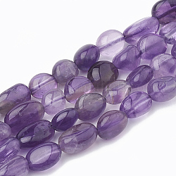 Chapelets de perles en améthyste naturelle, ovale, 5~15x4~10x2~6mm, Trou: 1mm, Environ 40~60 pcs/chapelet, 15.7 pouce
