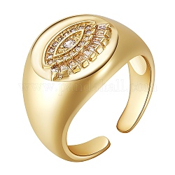 Anello polsino aperto malocchio con zirconi cubici, anello grosso in ottone dorato per donna, nichel libero, chiaro, misura degli stati uniti 6 1/2 (16.9mm)