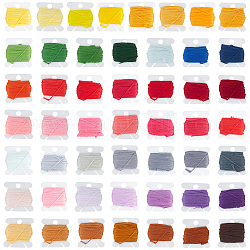 Pandahall Elite 50 Karten 50 Farben 6-lagiges Polyester-Stickgarn, Kreuzstichfäden, Mischfarbe, 1 mm, 8~10m / Karte, 1 Karte/Farbe