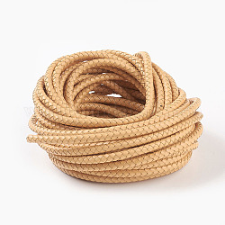 Braided Leather Cord, Leather Jewelry Cord, Jewelry DIY Making Material, Dyed, Round, Moccasin, 6mm, about 10.93 yards(10m)/bundle