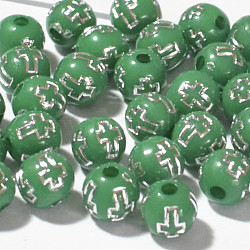 Beschichtung Acryl-Perlen, Runde mit Quer, grün, 8 mm, 1800 Stück / Beutel
