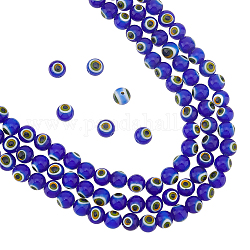 Nperline circa 147 pezzo di perle di malocchio in vetro murano, Ciondoli del malocchio rotondo in murano da 8 mm, perline distanziatrici del malocchio turco, perline sciolte del malocchio per la creazione di gioielli, blu scuro