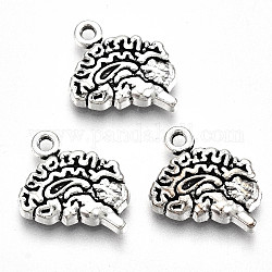 Charms in lega stile tibetano, piombo & cadimo libero, cervello, argento antico, 12.5x14x3mm, Foro: 1.5 mm, circa 438pcs/500g