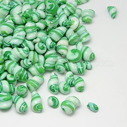 Dyed Natural Spiral Shell Beads, Nuggets, Medium Aquamarine, 13~22x7~14mm, Hole: 1mm, about 120pcs/300g