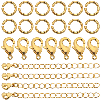 SUNNYCLUE 1 Box 160Pcs Jewelry Extender Chain Necklace Bracelet Extender Chains Removable Lobster Claw Clasps Open Jump Rings Golden Brass Heart Chain Bulk for Jewelry Making Supplies Adult Women KK-SC0002-46