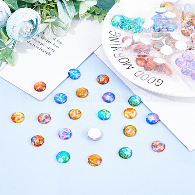 Cabochons en verre&nbsp;GLAA-WH0025-24-1
