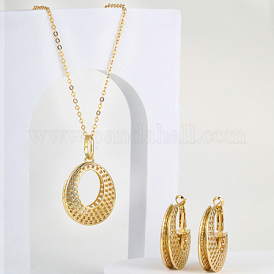 Латунные полые подвески-пончики и серьги-кольца LV5654-1