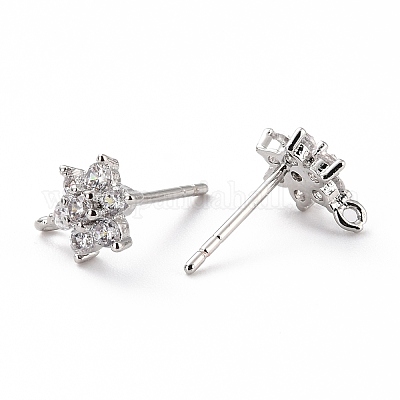 Латунь микро проложить кубические серьги из циркония ZIRC-C027-14P-02-RS-1