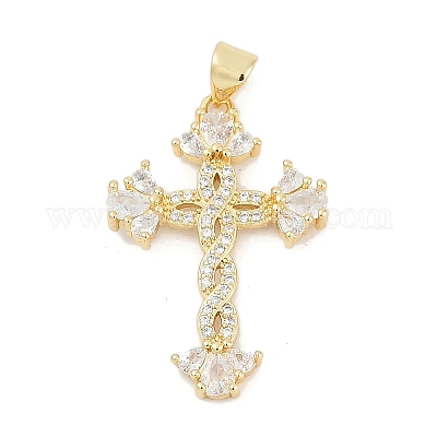 Латунные микропаве прозрачные подвески с фианитом KK-G522-51G-01-1