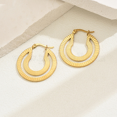 Плоские круглые серьги-кольца из нержавеющей стали ID5167-1