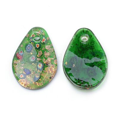 Ручной золотой песок Lampwork большие кулоны LAMP-R138-07-B-1