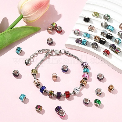 50шт стеклянные европейские бусины&nbsp;GPDL-YW0001-04-1