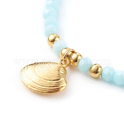 Позолоченные эластичные браслеты с подвесками из нержавеющей стали 304 BJEW-JB06096-02-1