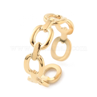 Открытые полые овальные манжетные кольца из нержавеющей стали 304 RJEW-D002-16G-1