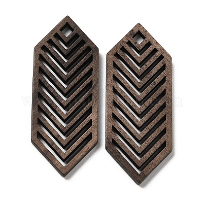 Полые подвески из орехового дерева WOOD-G018-05-1-1