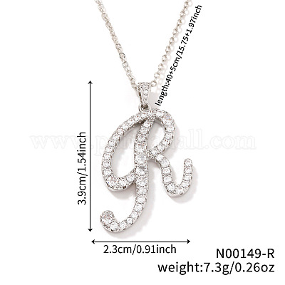 Элегантные модные латунные ожерелья с подвеской в виде алфавита из микропаве из прозрачных кубических цирконий OI8825-11-1