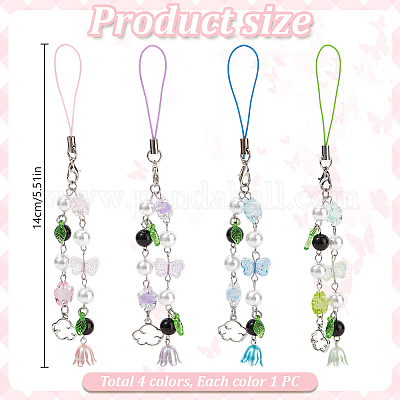 4 шт. ремни для мобильного телефона из акрила и АБС-пластика с перламутром цвета ландыша HJEW-DR00049-1