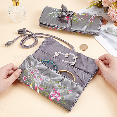 2 шт. ретро прямоугольные шелковые мешочки на молнии в рулоне ABAG-GO0001-02A-1