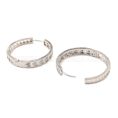 Латунные микро проложить серьги обруча кубического циркония EJEW-D078-19P-1