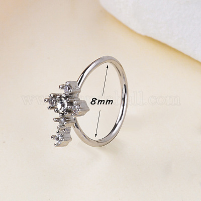 Кольца для носа в стиле бохо из нержавеющей стали 304 с прозрачными кубическими цирконами FS-WG96CDA-14-1