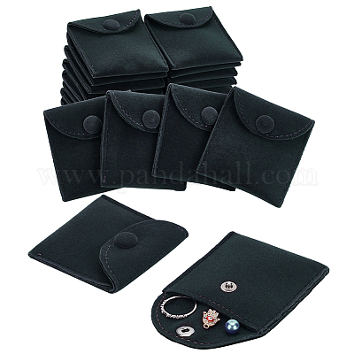 Wholesale NBEADS 24 Pcs Velvet Jewelry Pouches with Snap Button 