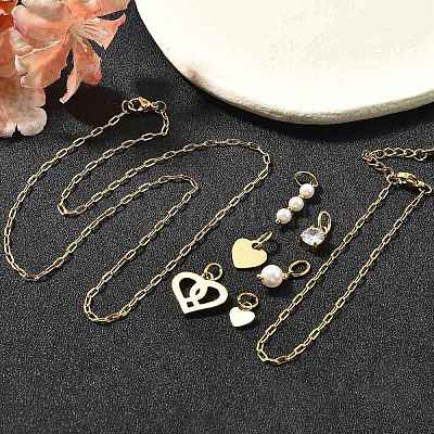 Комплекты круглых подвесок и браслетов с кубическим цирконием и ракушечным жемчугом в форме сердца SJEW-Q002-02G-1