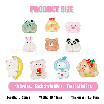 80 шт. 10 стильных полупрозрачных кабошона из смолы CRES-FH0001-17-1