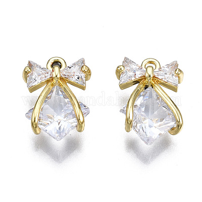 Подвески из прозрачного фианита с инкрустацией из латуни ZIRC-S069-010G-1