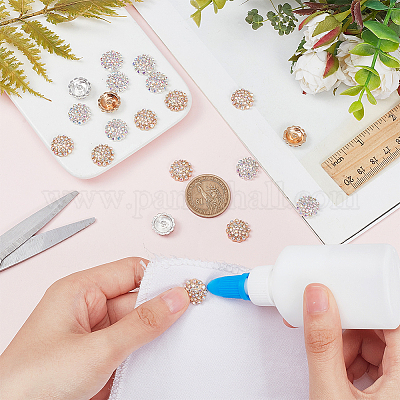 20 шт. 2-цветные кнопки-кнопки из цинкового сплава со стразами для украшений FIND-WR0010-40-1