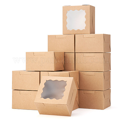 Квадратные бумажные коробки для печенья с квадратным прозрачным окном с кружевными краями CON-TAC0001-12A-02-1