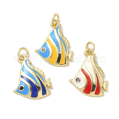 Подвески из латуни с морскими животными и эмалью KK-B155-02A-G-1