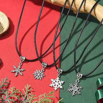 Ожерелья с подвеской в виде снежинки из сплава в тибетском стиле NJEW-JN04538-1