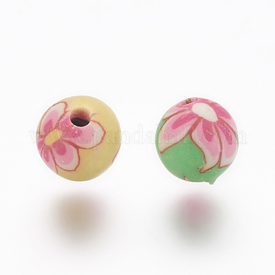 Ручной полимерной глины круглые бусины CLAY-Q217-21-1