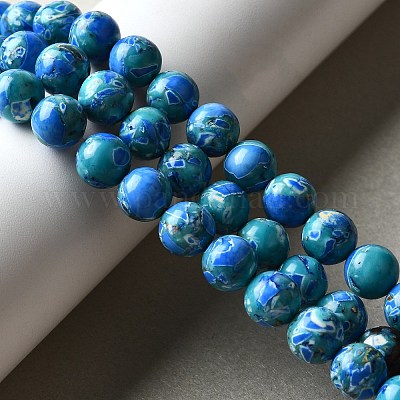 Нити окрашенных бусин из натурального магнезита G-L617-D01-8mm-07-1