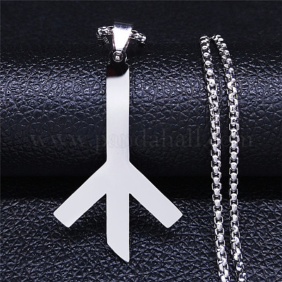 Ожерелье с подвеской из нержавеющей стали 201 с символом руны смерти NJEW-H065-18P-1