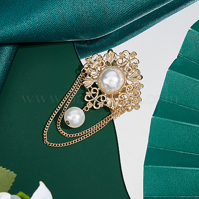 1 шт. броши-бахрома из искусственного жемчуга в виде цветка JEWB-FH0002-30-1