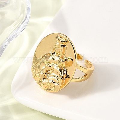 Латунные регулируемые открытые манжеты для женщин RJEW-I111-04G-01-1