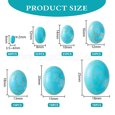 160 шт. 7 размера синтетических бирюзовых кабошонов&nbsp;G-PH0002-69A-1